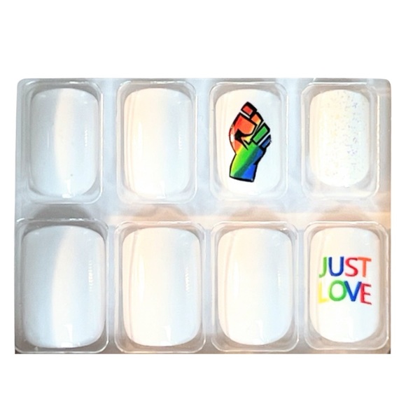 NIB KISS Special Design Fake Nails, Short SD13X - Just Love 28 Ct Rainbow Pride - Picture 13 of 13